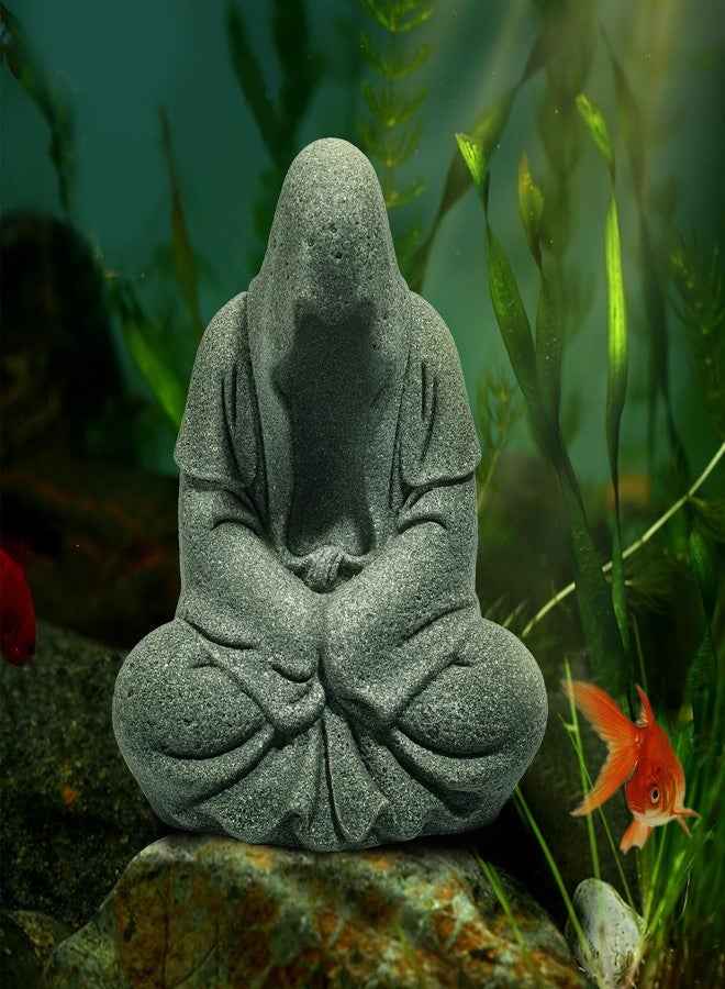 qumHmup Fish Tank Buddha Statue Sandstone Ornament,Zen Garden Aquarium Decor,Meditating Statues for Underwater Landscaping - Image 1
